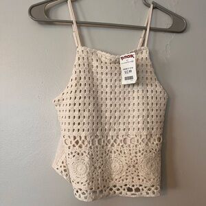 Women's Cream Crochet Top